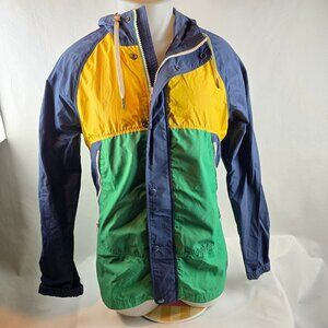 Abercrombie & Fitch Jacket Mens Medium Green Yellow Windbreaker Color Block 90s